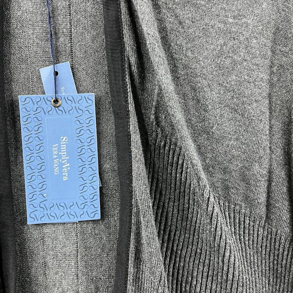 NWT Simply Vera Vera Wang Open Front Drape Cardigan Women’s XS Stretch Gray - Picture 7 of 9